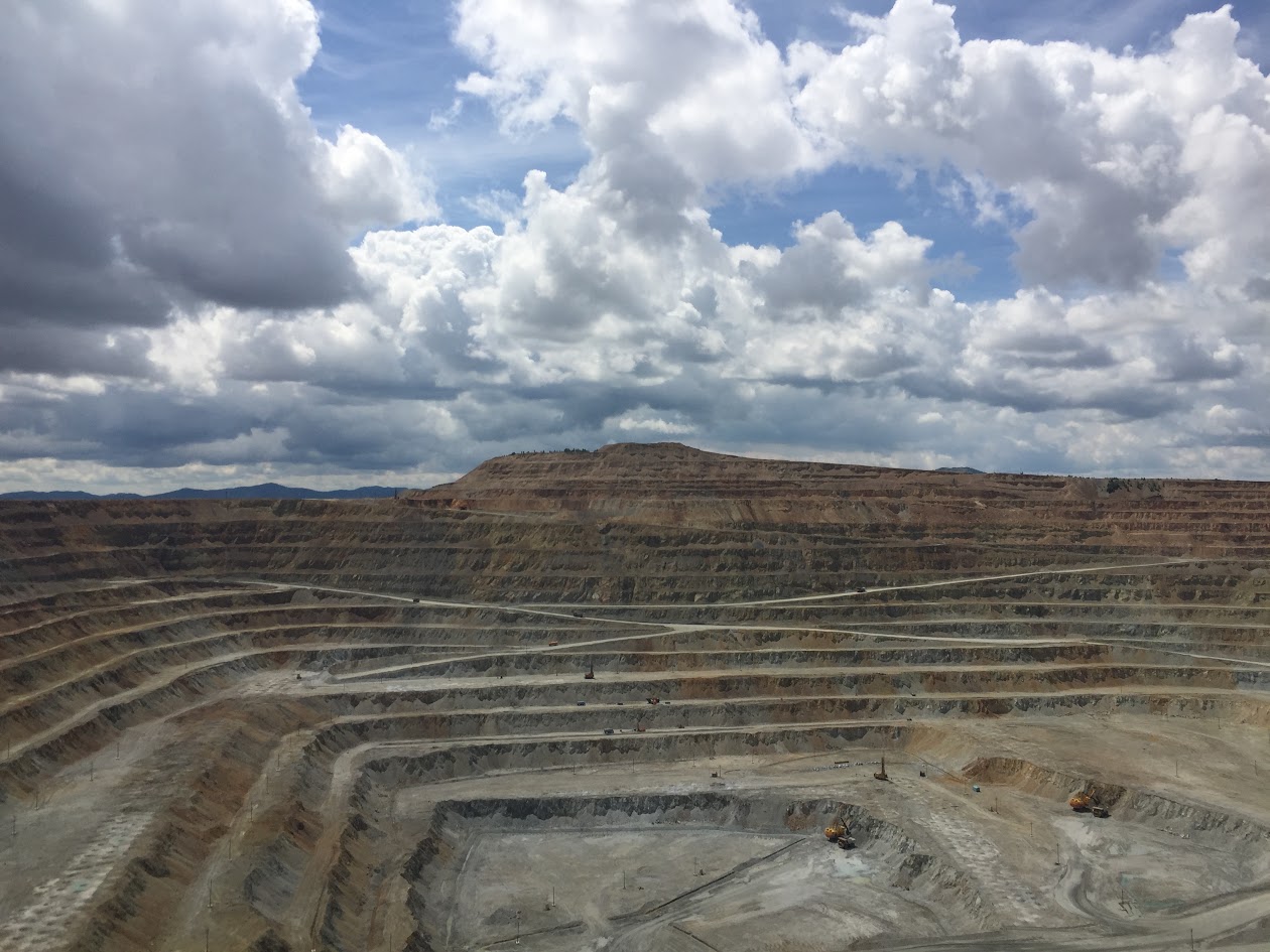 Panoramic view across the open-pit Erdenet mine site in Mongolia.